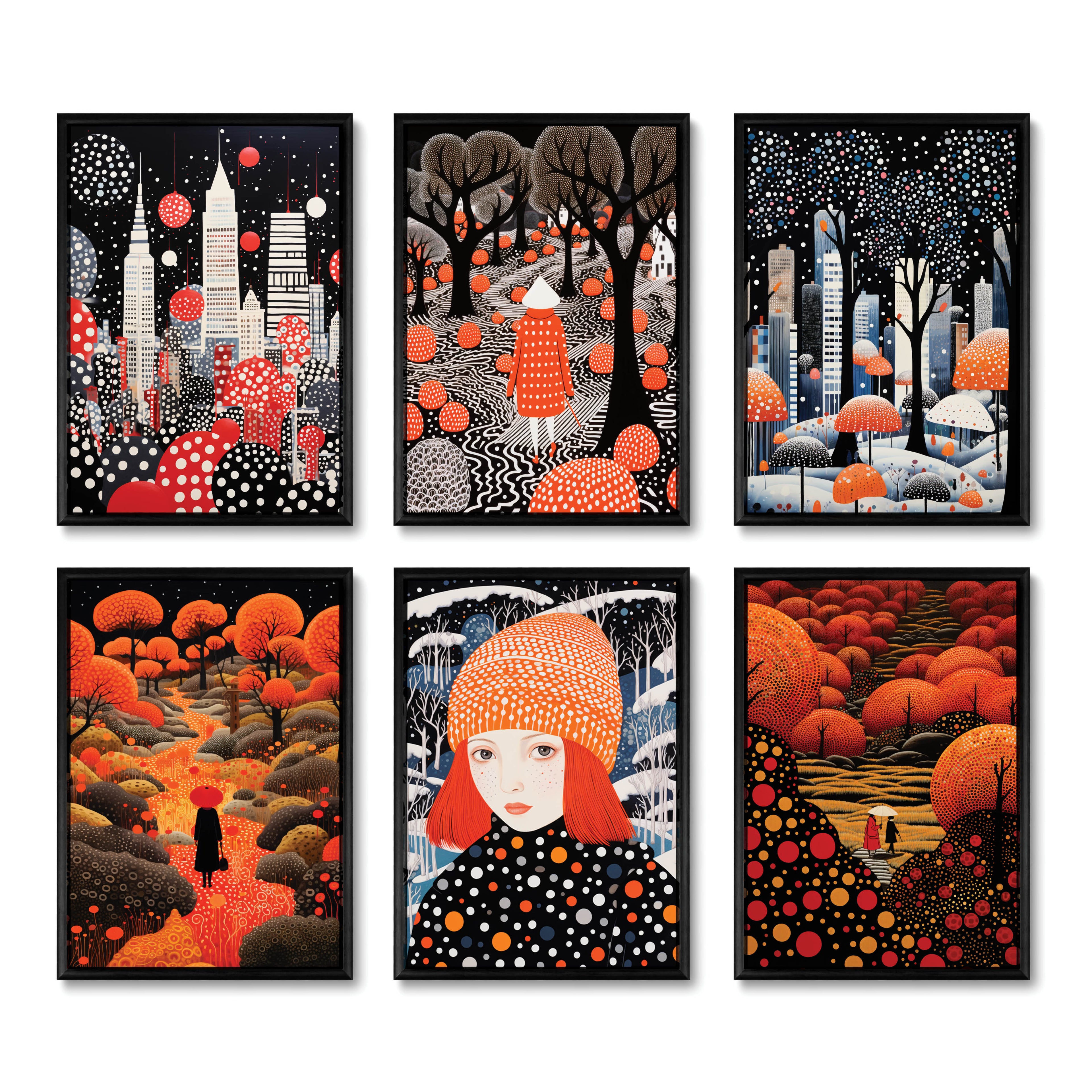 Stylish Polka Dot Set - 6 Posters without Frame - Gallery Wall