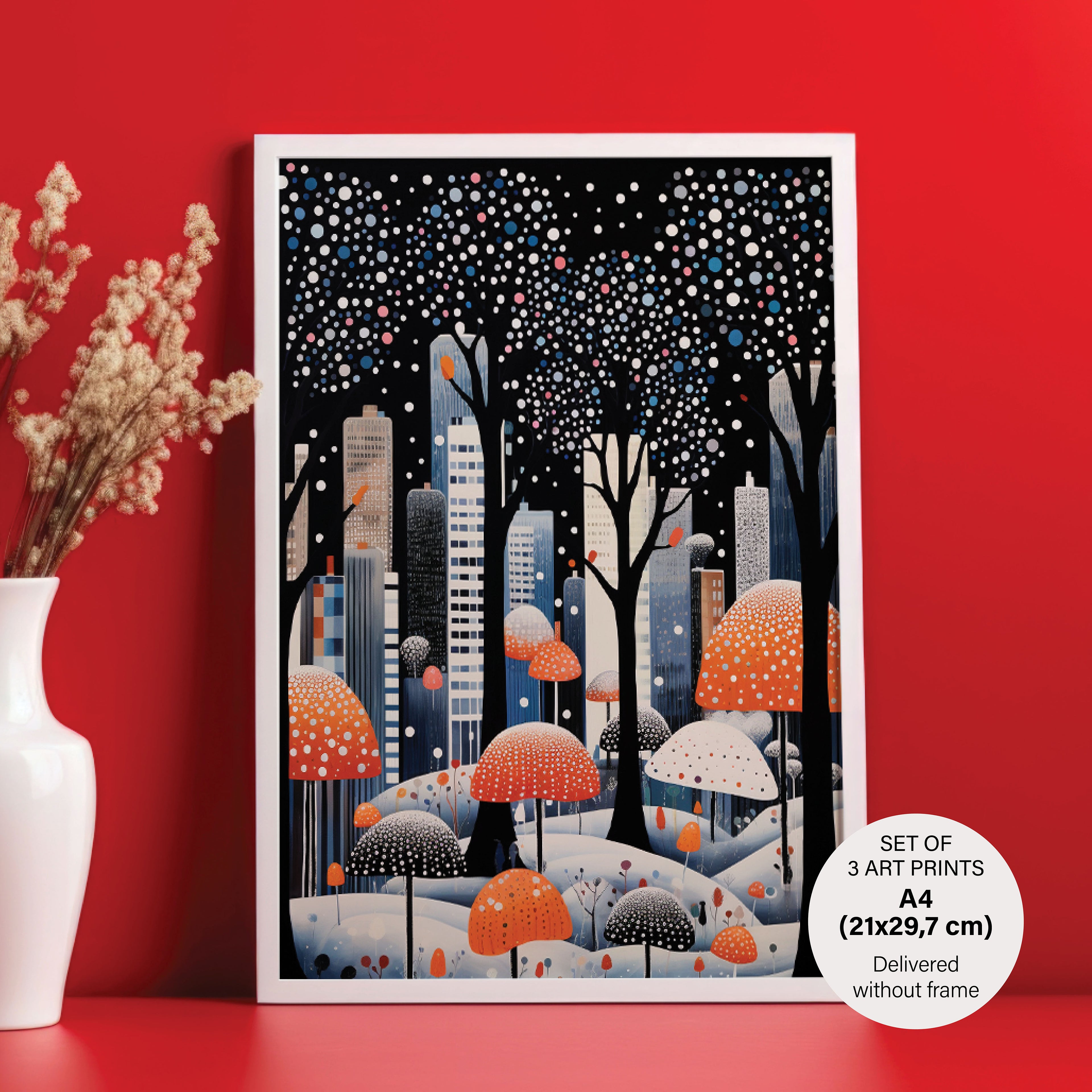 Stylish Polka Dot - The City Set - 3 Posters without Frame - Gallery Wall