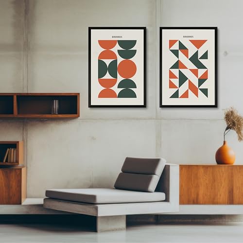 Studio Moien Bauhaus Vintage Poster Set - 2 Art Prints in Orange and Green - Wall Arts - Unframed 250 g/m2 Matt Museum Quality (DIN A3 (29.7 x 42 cm)