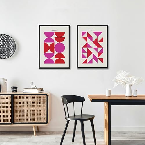 Studio Moien Bauhaus Vintage Poster Set - 2 Art Prints in Pink - Wall Arts - 250 gsm Matt Museum Quality - DIN A3 (29.7 x 42 cm) - Unframed