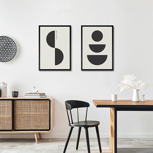 Studio Moien Abstract Black and White Vintage Elegance Poster Set - 2 Art Prints in Black, White, Beige - Wall Arts - Unframed 250 gsm Matt Museum Quality (DIN A3 (29.7 x 42 cm)