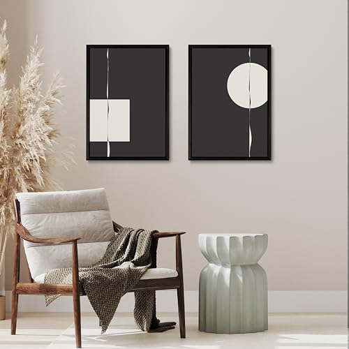 Studio Moien Abstract Black and White Vintage Statement Poster Set - 3 Art Prints in Black, White, Beige - Wall Arts - Unframed 250 gsm Matt Museum Quality (DIN A3 (29.7 x 42 cm)