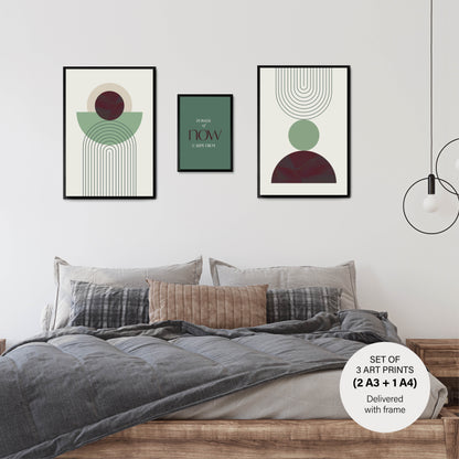 Scandinavian Carpe Diem Set - 3 Posters with Black Frame - Gallery Wall
