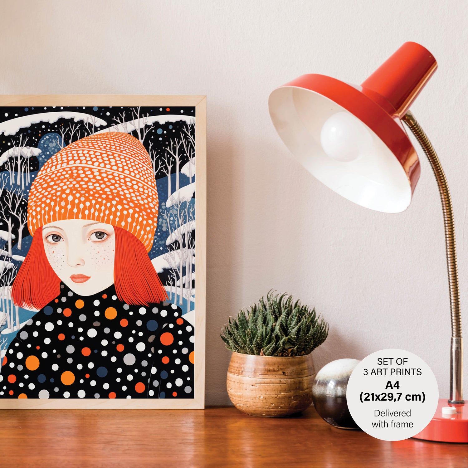 Stylish Polka Dot - The Girl Set - 3 Posters with Frame - Gallery Wall