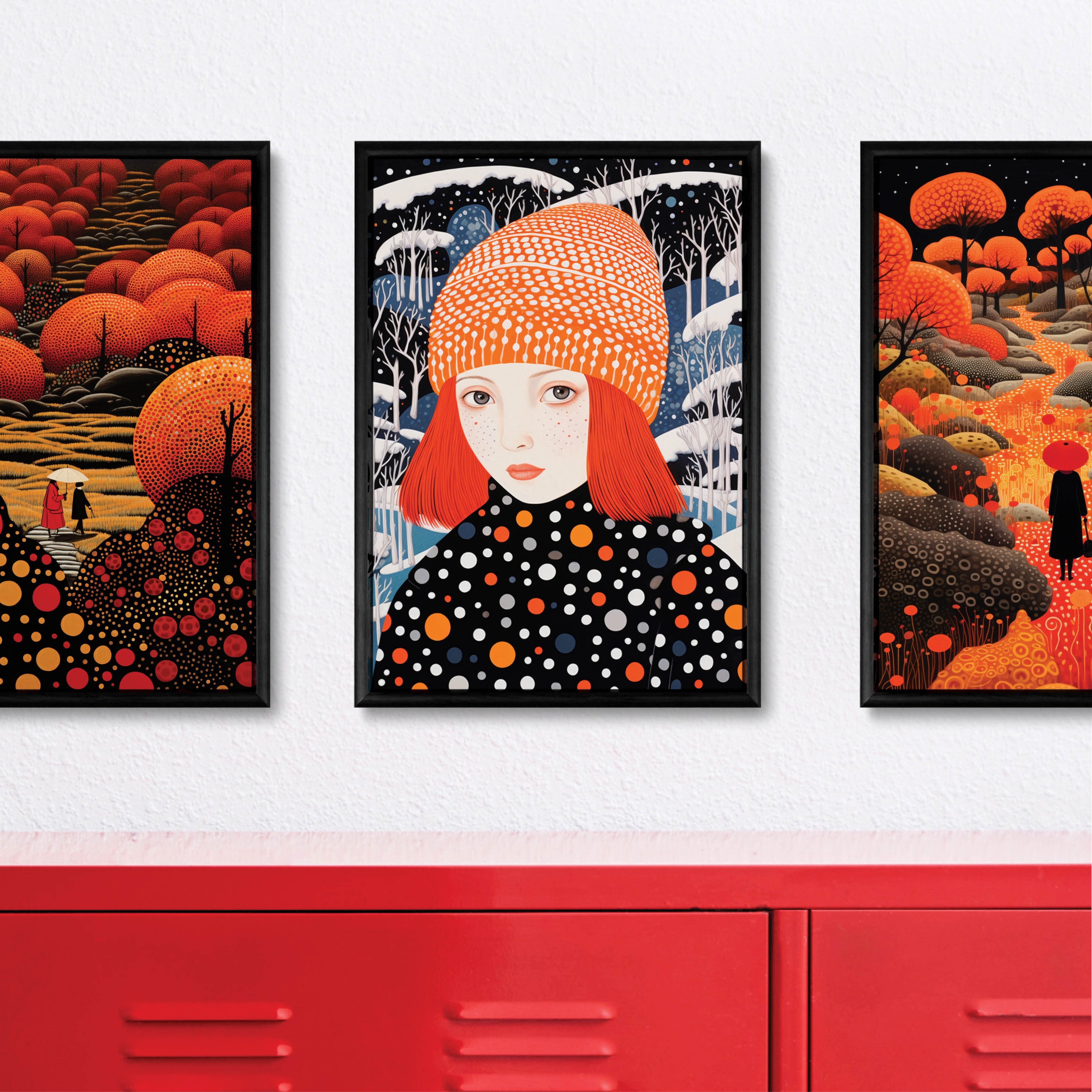 Stylish Polka Dot - The Girl Set - 3 Posters with Frame - Gallery Wall